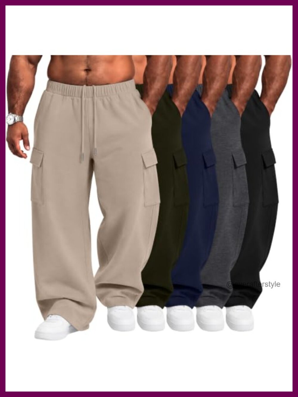 Big and Tall Men's Cargo Sweatpants 5 Pack Polyester Spandex Lounge Gym